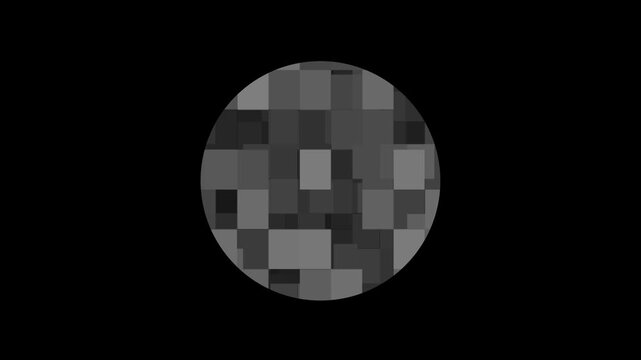 A blurry sensor circle icon with changing pixels. Animation with the concept of censorship and inappropriate content. A sensor circle that shakes following an object, a black screen 4k video.