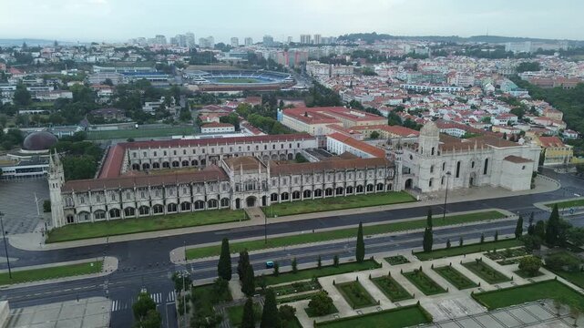 Drone video Mosteiro dos Jer&oacute;nimos Lisbon Portugal Europe