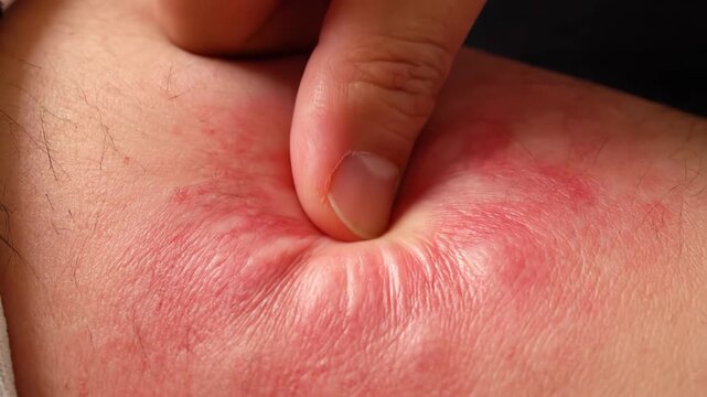 Macro Close-Up of Cellulitis Capillary Refill Test on Swollen Red Skin for Medical Education, Dermatology Education Video 4K
