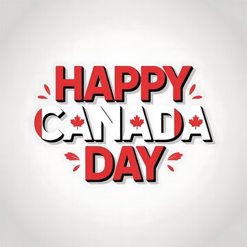 Happy Canada Day text with festive maple leaf theme patriotic celebration design colorful background For Social Media post
