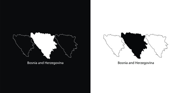 A map of Bosnia and Herzegovina in black and white with a contrasting background