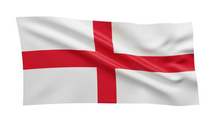 Fototapeta premium The flag of england waving on white background with red cross