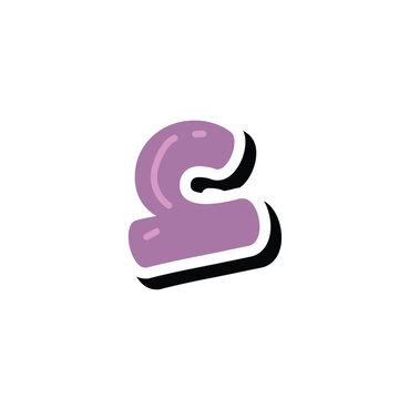 Hamzah, hijaiyah arabic alphabet. Stylized purple pound sterling symbol with black outline.