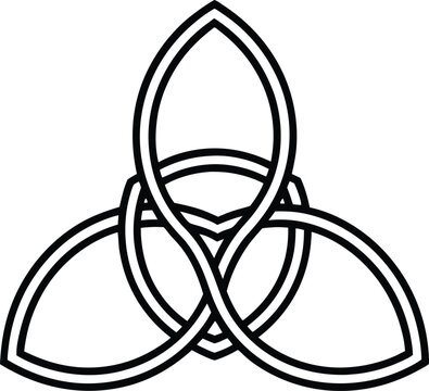 Celtic Triquetra Knot Symbol in a Simple Black Outline Design Representing Eternity