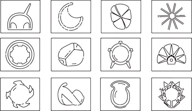 Line art sketches of a variety of objects and body parts Vector