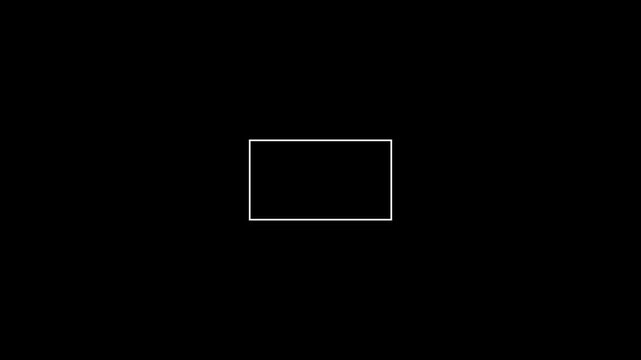 Animated white rectangle line is drawn with the mouse pointer on black background. Pencil drawing a rectangle line animation. click cursor with rectangle space with alpha channel