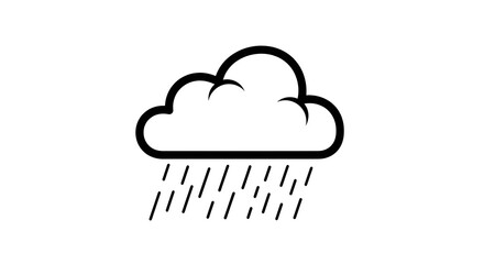 Fototapeta premium Minimalist black and white line art illustration of a rain cloud icon, symbolizing precipitation, wet weather, and meteorological forecasts