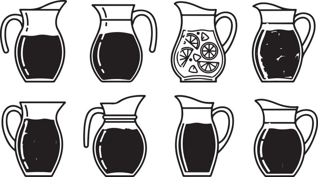 Collection of vibrant hand-drawn water bottles in various colors and patterns Vector