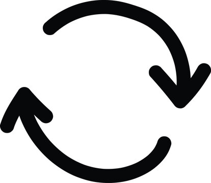 A thick black circular arrow forming a refresh or reload symbol on a white background