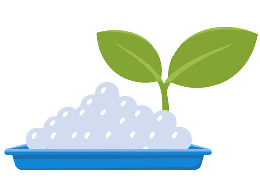 Cornstarch pellets form a plant sprout, showcasing eco-friendly bioplastic. Clean, modern design for sustainable product visuals.