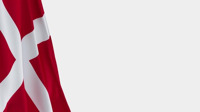 Denmark Flag Left Side, Waving National Symbol with Copy Space