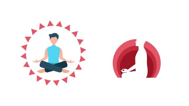 Person Meditating Inside Circular Spiritual Energy. Meditation Icon concept. Full length Icon animation illustration. High quality&nbsp;4k&nbsp;footage
