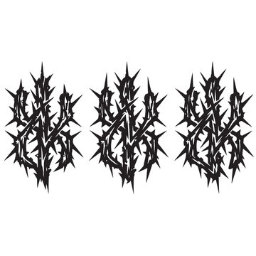 Black Metal Logo Set - Spiky Neotribal Extreme Music Typography Elements