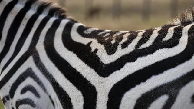 Zebra Skin Texture Black and White Stripes Pattern Natural Wildlife Cinematic Close Up Shot for Nature Documentary and Educational Background