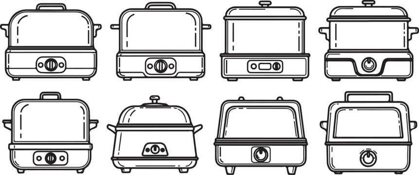 Various styles and designs of classic vintage suitcases arranged together Vector