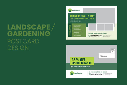 Lawn Care and Landscaping EDDM Postcard Template with Special Offer, Gardening Service Business Mailer, Professional Yard Maintenance Flyer, Spring Landscape Design