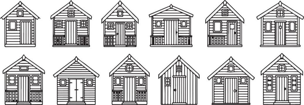 Classic victorian style houses with ornate facades and steep roofs Vector