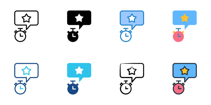 Elevator pitch icons set multiple style collection. Editable stroke 
