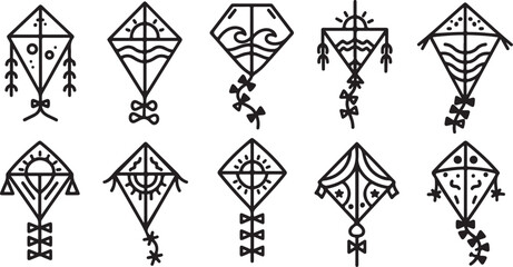 Fototapeta premium Collection of geometric and star patterned snowflake designs for crafting Vector