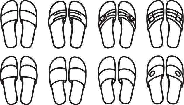 Black and white line drawings of closed human fists in various positions Vector