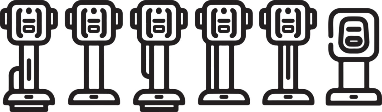 A lineup of six diverse office chairs in a minimalist illustration Vector