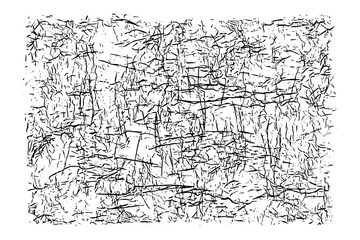 Obraz premium Grunge texture cracks and scratches overlay. Abstract chaotic messy blobs and spatters. Stain and drops dirty backdrop vintage noise effect surface. Isolated. Vector illustration.