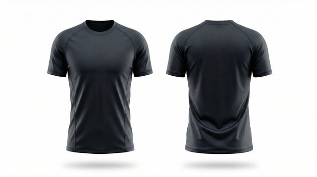 Black Men's Athletic T-Shirt Mockup Front and Back View