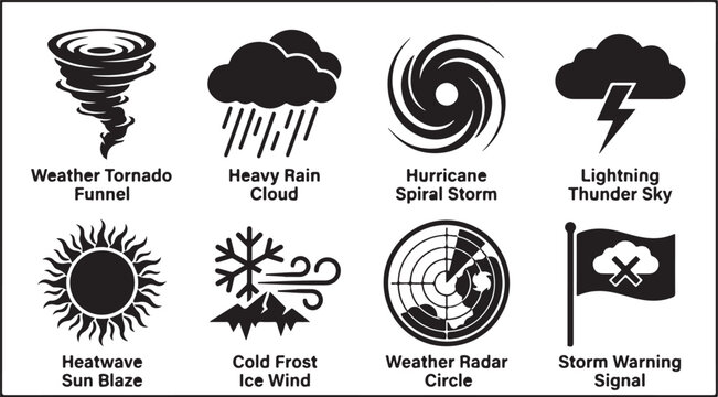 Weather Icons, Storm Symbols, Meteorological Signs, Weather Forecast Graphics