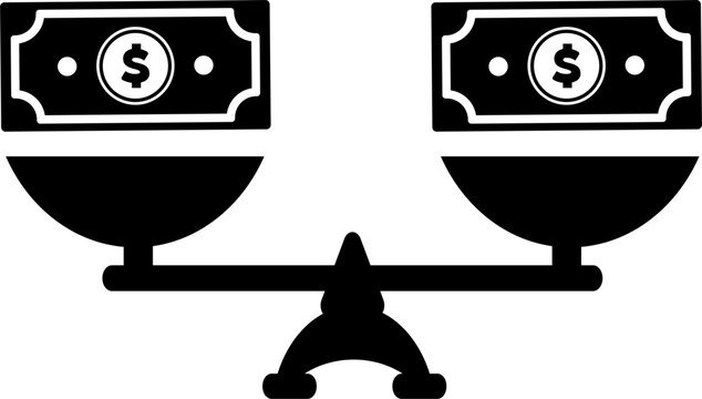 Money bills balance equally