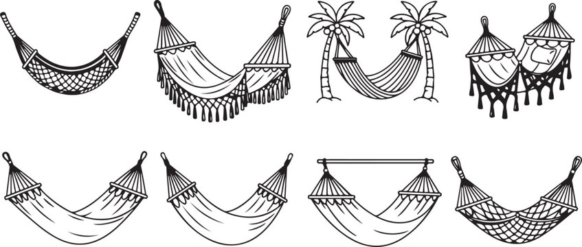 Various types of fishing nets illustrated with detailed designs Vector