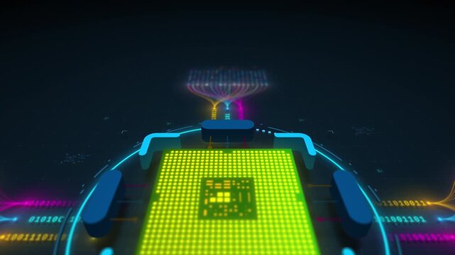 AI Artificial Intelligence Digital Core Processing Big Data Flow Visualization Seamless Loop