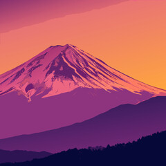 Fototapeta premium Showcasing Mount Fuji Bold Purple And Stunning Creative Visual