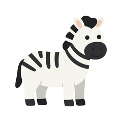 Fototapeta premium Cartoon zebra standing calmly on a white background with a happy expression