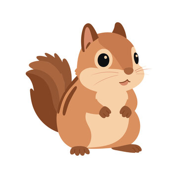 Cartoon illustration of a cute chipmunk with bushy tail standing upright