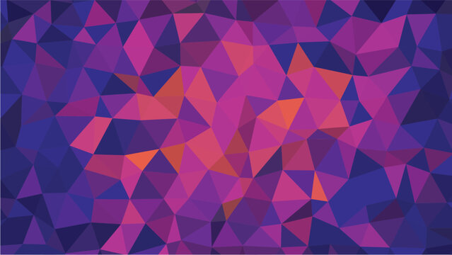 A stunning geometric pattern made of numerous colorful triangles in purple, pink, and orange hues