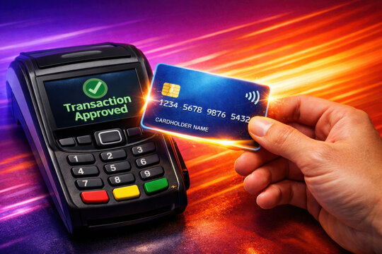 Contactless payment transaction approved on credit card reader terminal