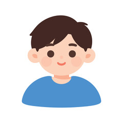 Obraz premium Illustration of a cute young boy with brown hair and blue shirt on a white background
