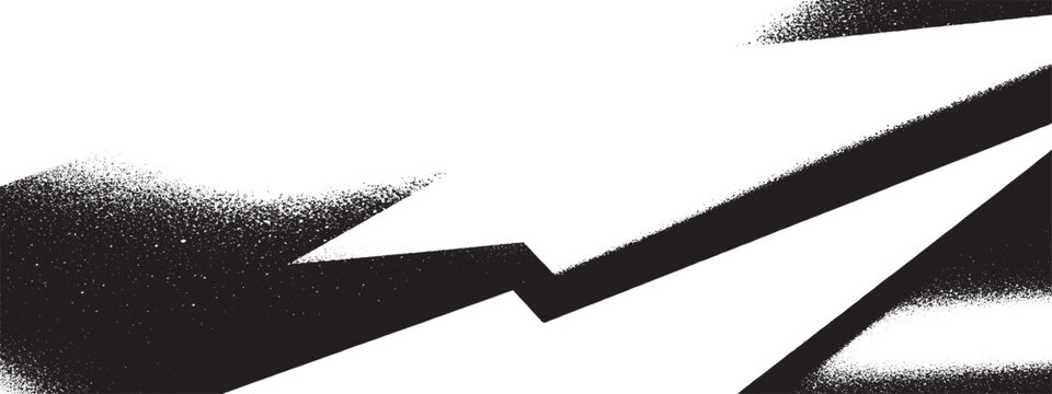 Abstract zigzag pattern with spray paint texture black and white abstract distressed energetic movement background contrast splatter lightning striking creative powerful