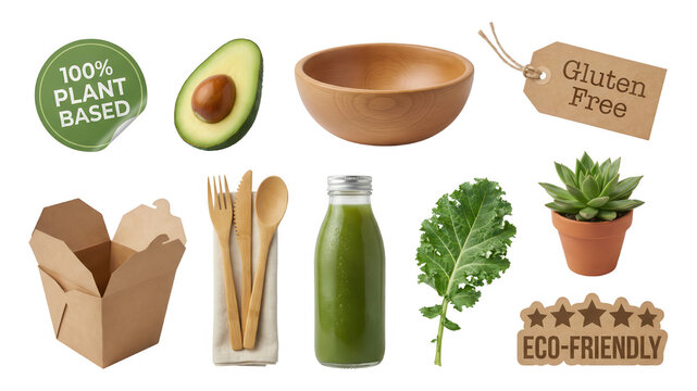 Plant Based Vegan Still Life: Healthy Food and Eco Friendly Packaging