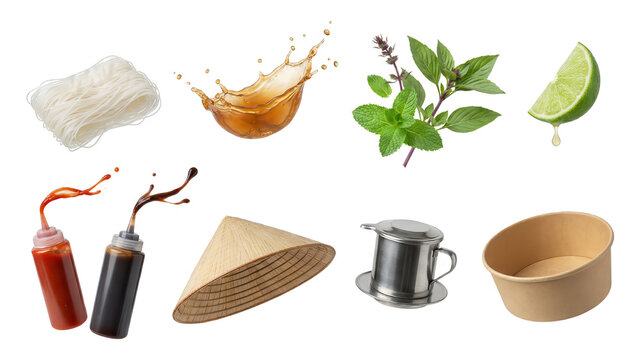 Vietnamese Cuisine Ingredients: Pho Preparation Still Life