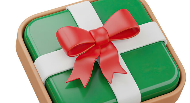 Green Gift Box with Red Bow