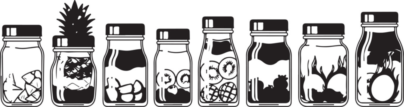 A collection of uniquely designed wine bottles with vibrant autumn scenes Vector