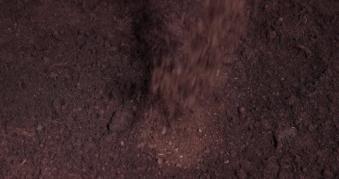 fertile soil with peat and humus for growing seedlings and various plants, part of the territory with fertile brown soil mixed with other useful elements to improve the harvest