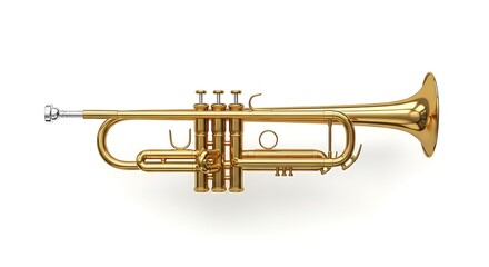 Obraz premium Golden Trumpet Instrument on White Background