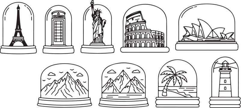 Illustrations of various cathedral styles and elements from different periods Vector