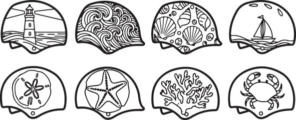 Hand-drawn sketches of various objects and creatures with intricate patterns Vector © Sazid