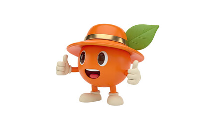 Naklejka premium Orange Character with Hat Giving Thumbs Up