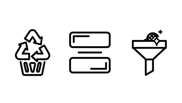 Recycling data synchronization filtering icons representing sustainability and data management with eco friendly recycling synchronization filtering management sustainability database transfer