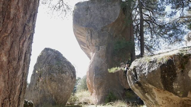 Sunlit rocks in Cuenca, Spain, showcasing natural beauty and serenity