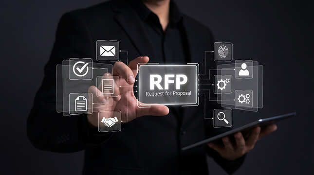 Request for proposal RFP concept with business procurement and vendor selection
